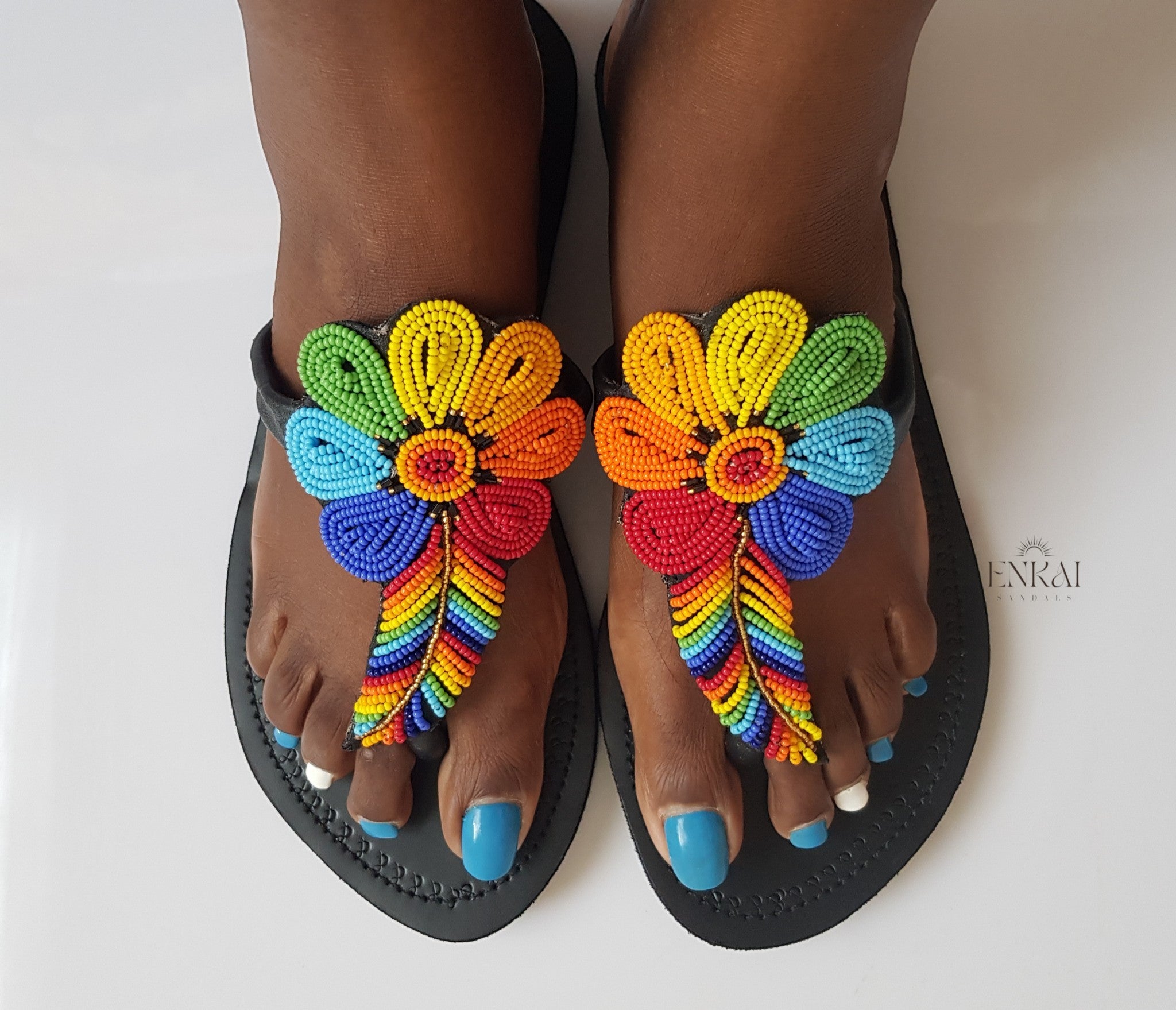 Colorful Maasai Beaded Flat Sandals