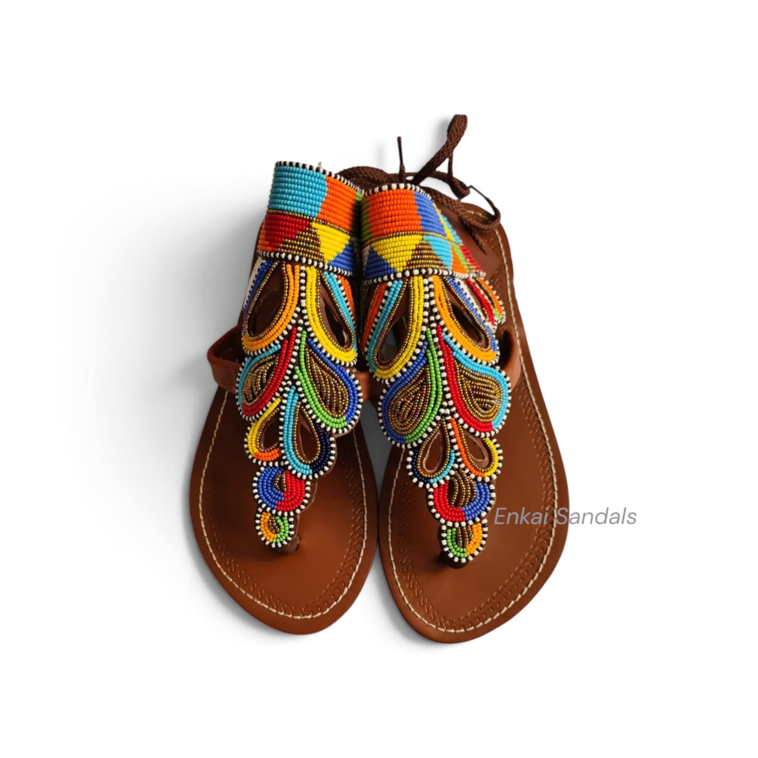 Multicolor Maasai Beaded Gladiator Sandals