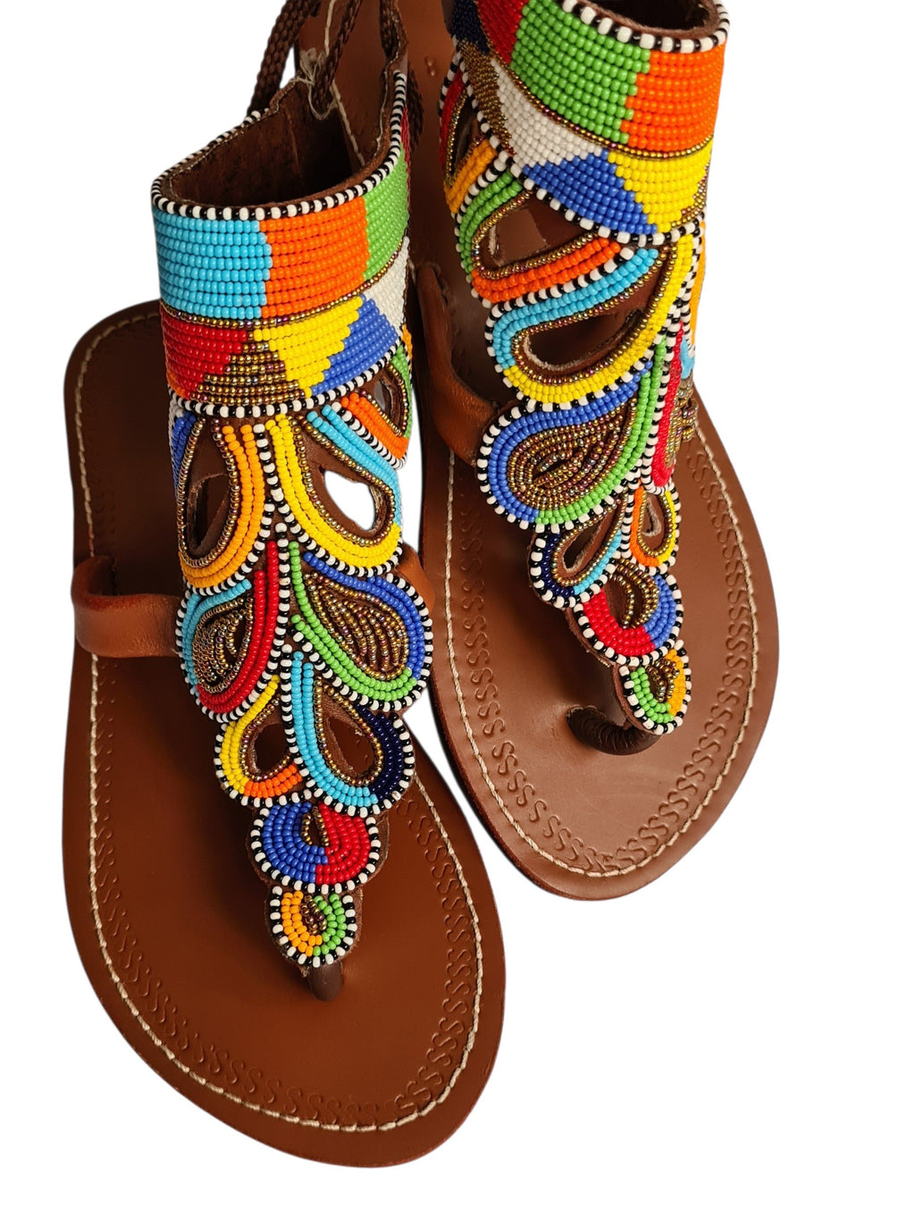 Multicolor Maasai Beaded Gladiator Sandals