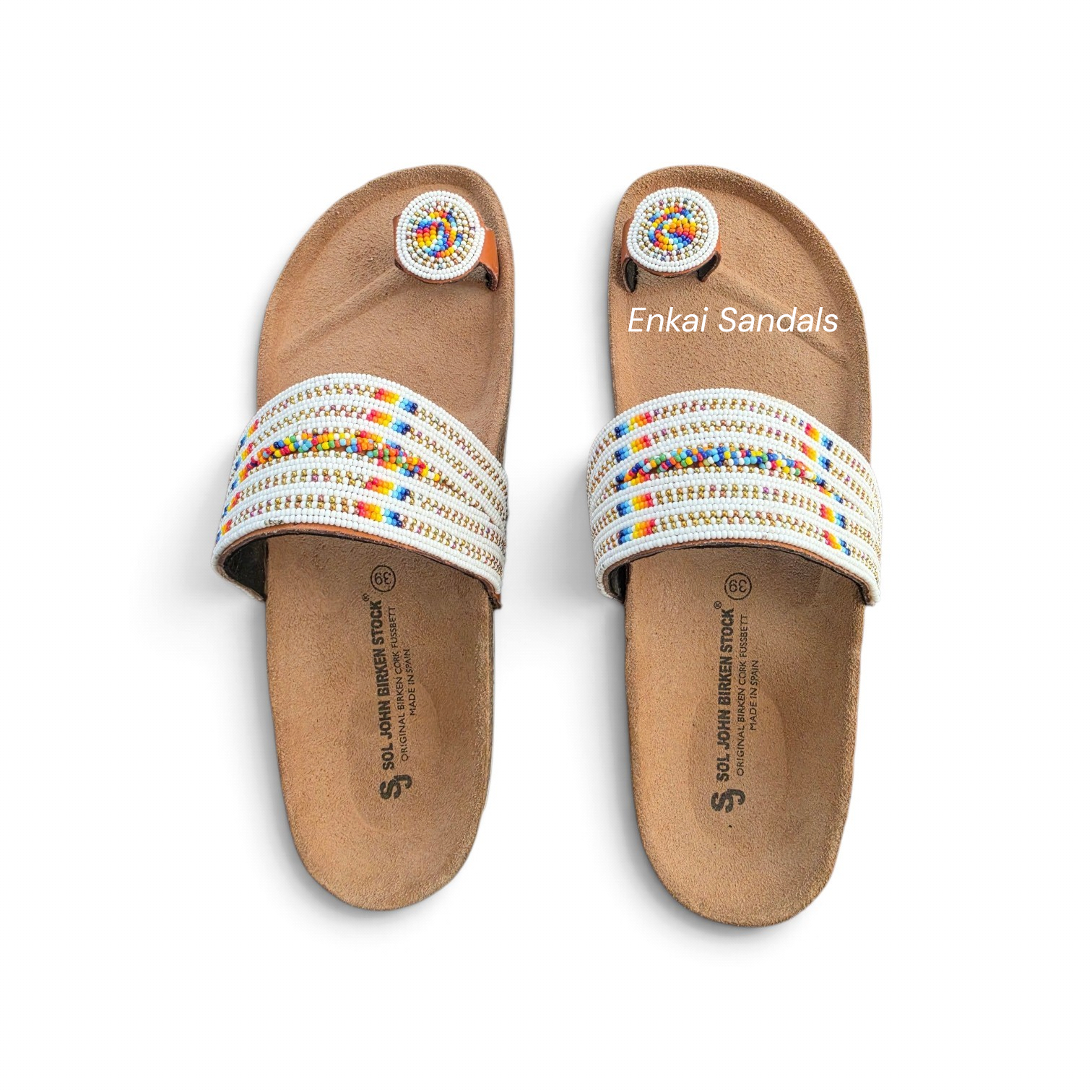 White Maasai Beaded Sandals – Cork Footbed