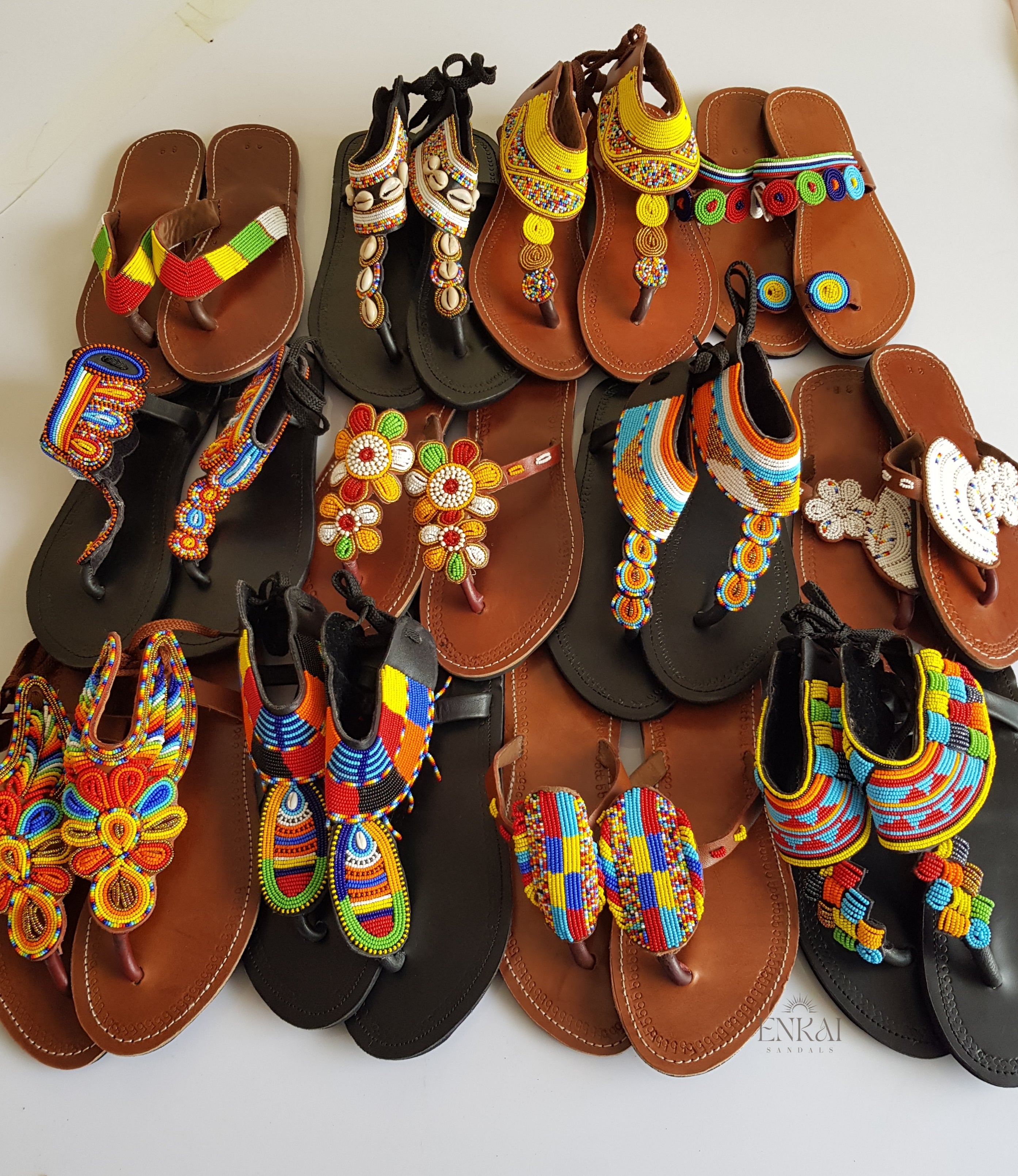 Assorted Maasai Beaded Sandals – Wholesale Set of 12