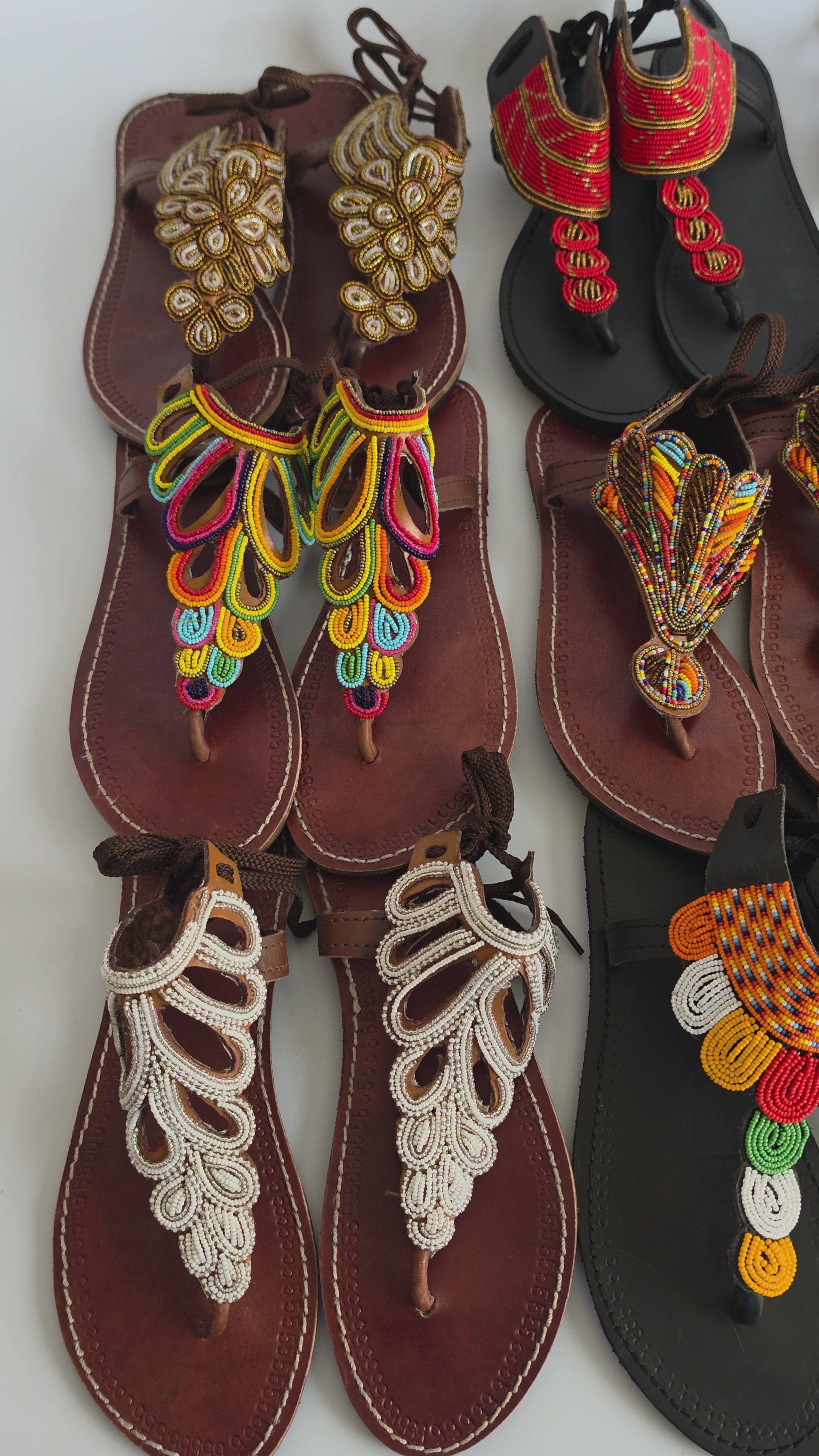 Wholesale Set of 9 Maasai Sandals - Colorful Shoes