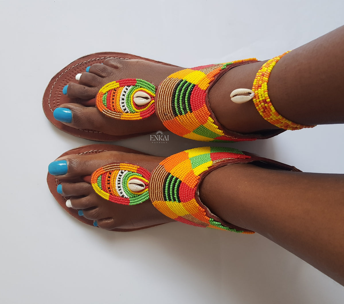 Cowrie Shell Maasai Sandals - Leather Shoes for Women