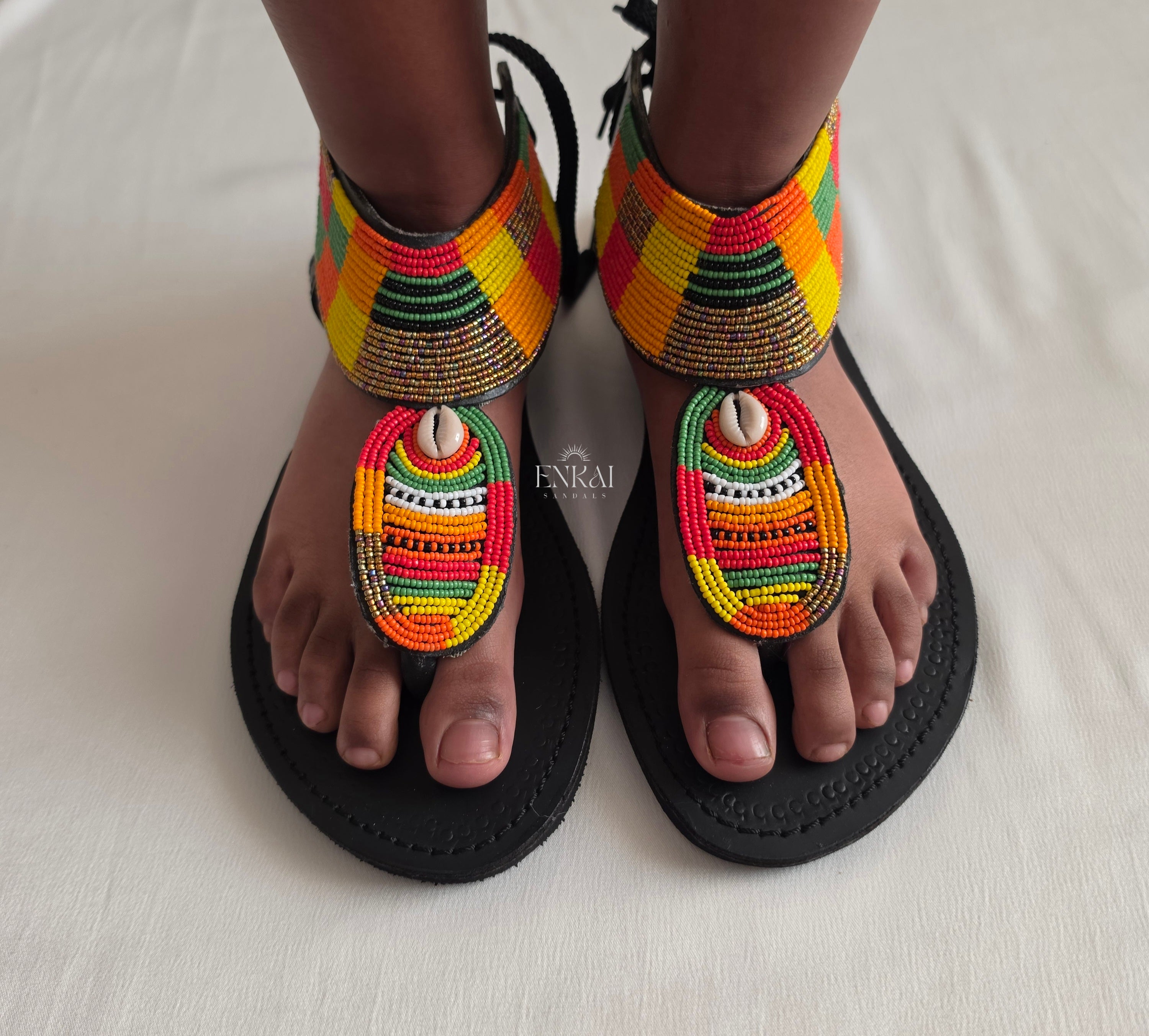Cowrie Shell Maasai Sandals - Leather Shoes for Women