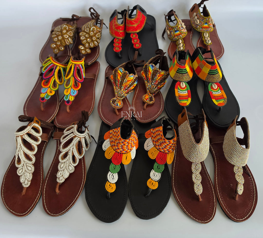Wholesale Set of 9 Maasai Sandals - Colorful Shoes