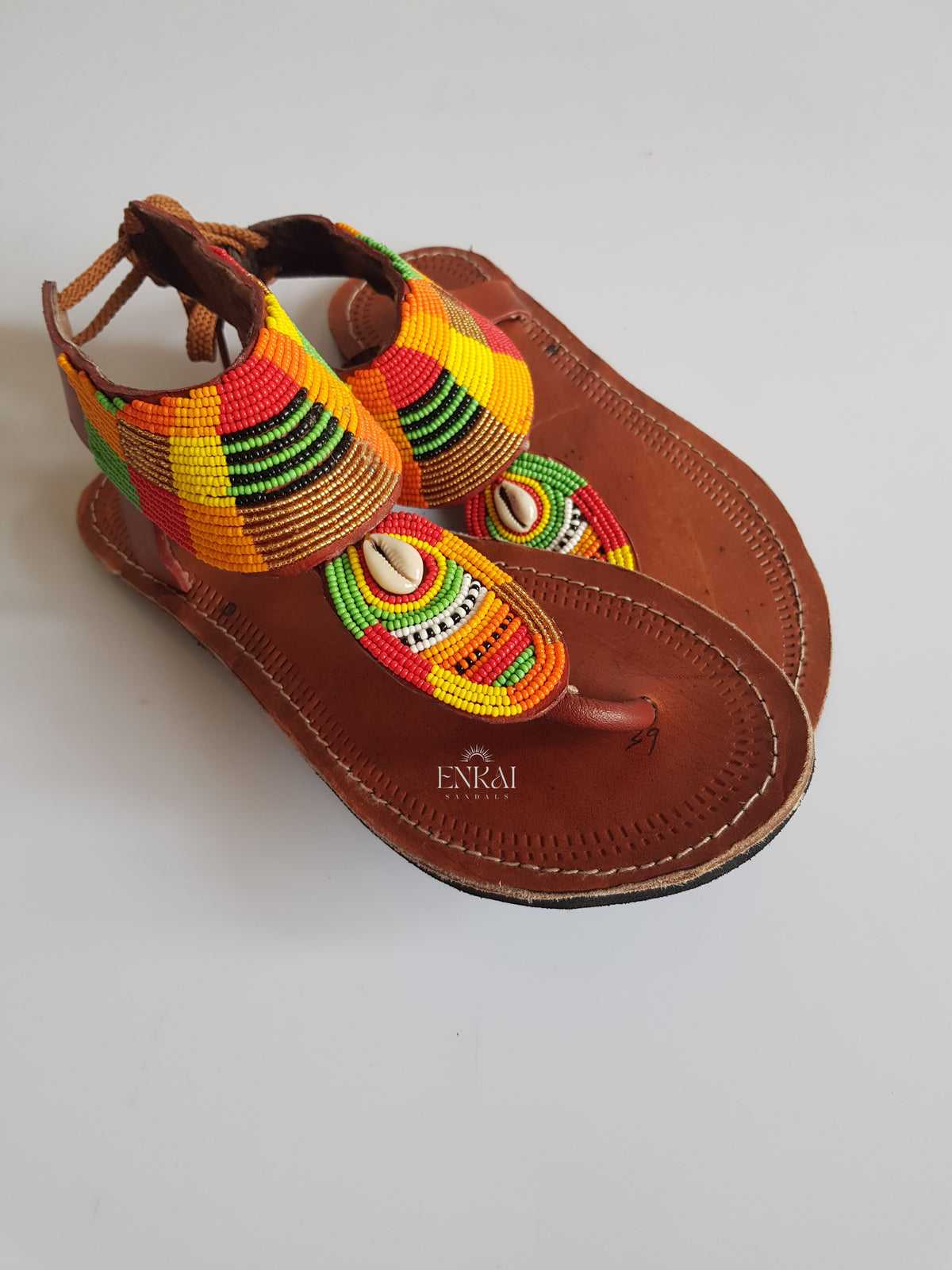 Cowrie Shell Maasai Sandals - Leather Shoes for Women